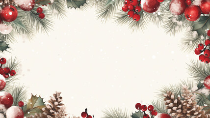 Obraz na płótnie Canvas Christmas decoration frame with copy space for text. Generative AI