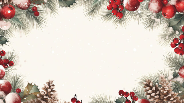 Christmas decoration frame with copy space for text.  Generative AI