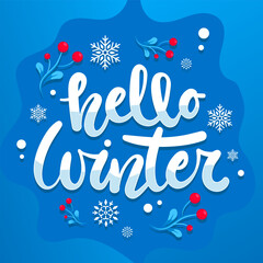 Vector illustration winter background. Pastel colors with winter colors, text and lattering. Vector eps 10