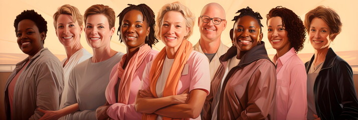 group of cancer survivors, healthcare professionals, and supporters coming together to raise awareness and advocate for cancer research.