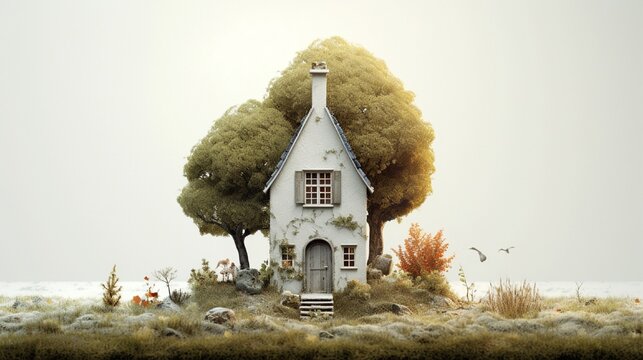 little house on a white background.