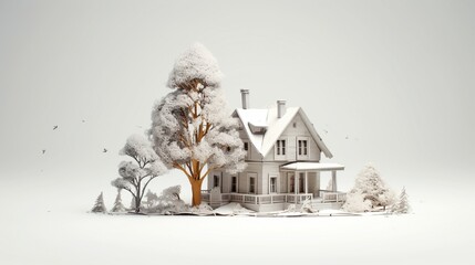 little house on a white background.