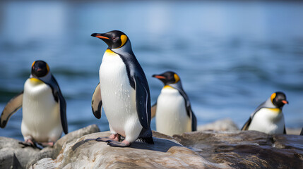 Two penguins standing in the sunshine
