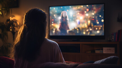 Woman Watching TV series and movies via streaming service