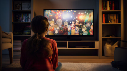 Woman Watching TV series and movies via streaming service