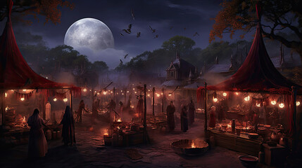 Witches' Market under Blood Moon
