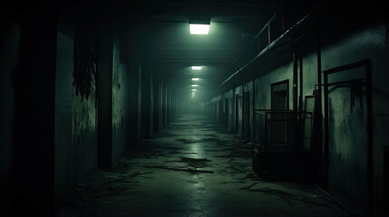 Abandoned Haunted Hospital Corridor