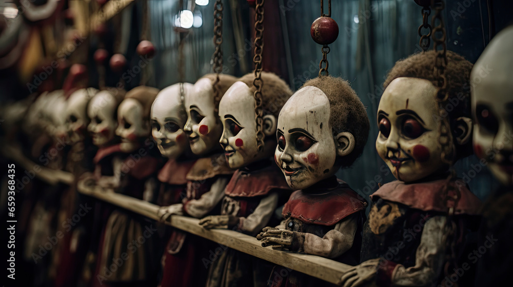 Poster Creepy Dolls at a Haunted Carnival