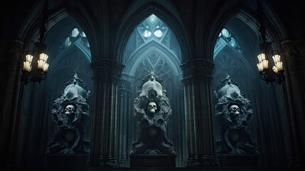 Skulls Embedded in Gothic Architecture