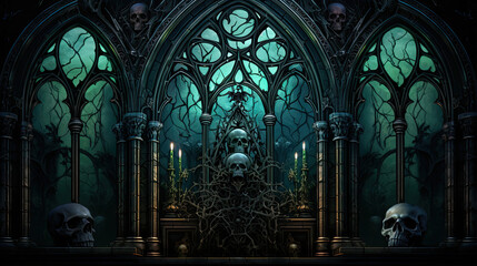 Skulls Embedded in Gothic Architecture