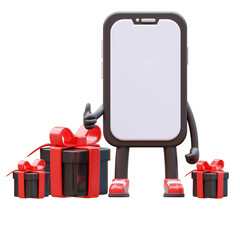 3D Money Coin Character Has Gifts