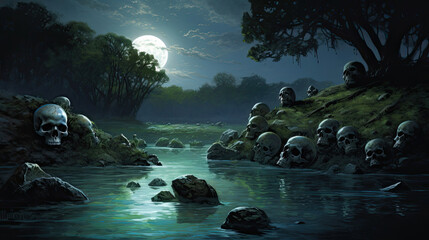 Skulls Along a Whispering Riverbank