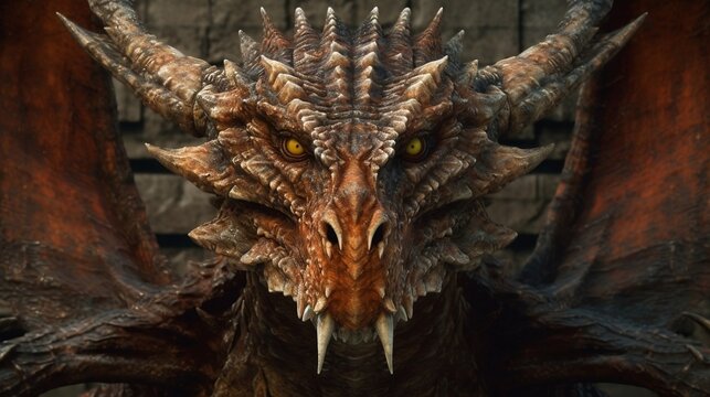 Close-up image of a dragon's head