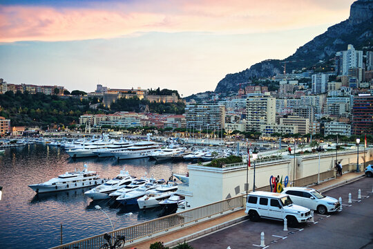 Cityscape of Monaco at sunset