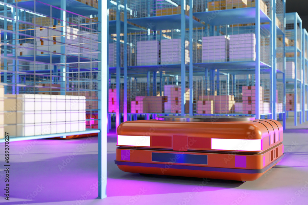 Poster warehouse robot. retrieval machines. automatic warehouse trolley. storage machines. robot for moving