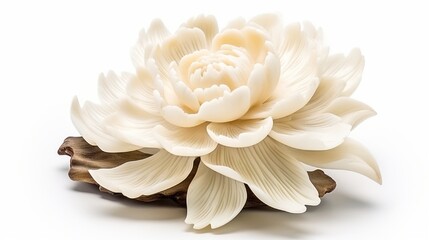 Peony soap stone sculpture. Isolated against a white background.