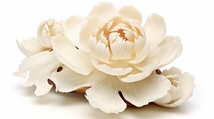 Peony soap stone sculpture. Isolated against a white background.