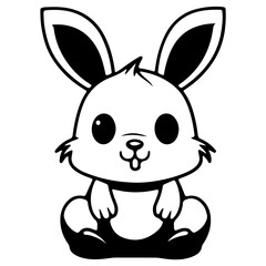 Cute smile rabbit outline vecter illustration