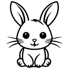 Cute smile rabbit outline vecter illustration