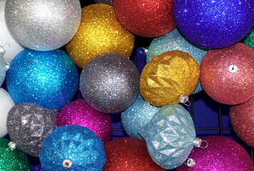 Pile of colorful Christmas balls.