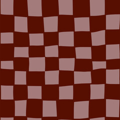 Hand Drawn Brown Checkers Light And Dark Seamless Pattern Background