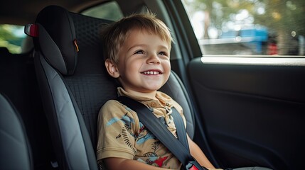 child in car seat - obrazy, fototapety, plakaty