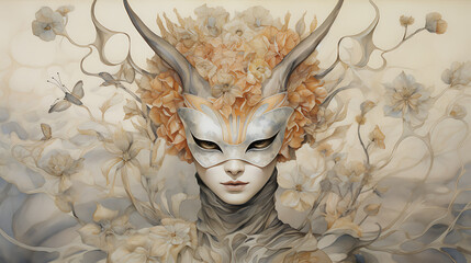 fairy Illustration of woman in mask  ,ai generated
