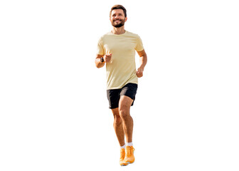 Intensive cardio training a sporty person trains every day. A man in sports clothes is running on...