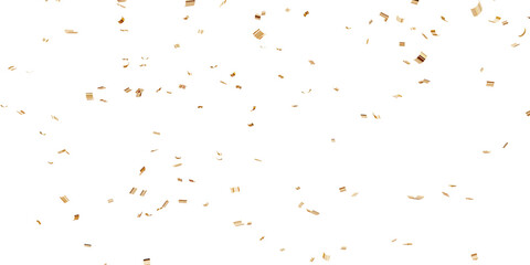 Falling shiny golden confetti 3D rendering.