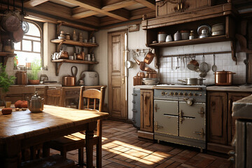 Kitchen interior of a country house