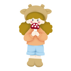 Set of drawings of cute cartoon girl