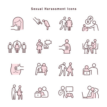 さまざまな種類のセクハラに関するアイコンセット