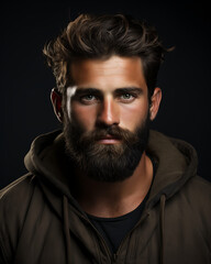 Fototapeta premium Casual Studio Portrait of Young Bearded Man