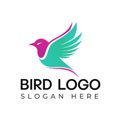  Vector Flying Bird logo Illustration with gradient colorful  Style