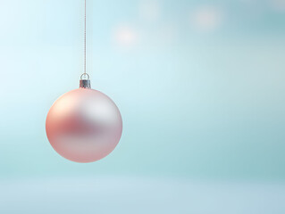 Fototapeta premium Solitary Christmas ornament minimalist pastel muted background