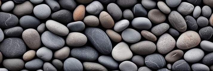 gray stone pebbles edge to edge background.