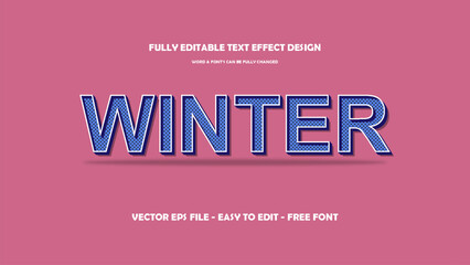 Winter, 3D Editable Text Effect Vector Design.
