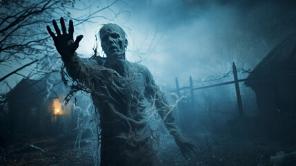 Ghost scenery, Halloween background, Zombie Apocalypse, scary haunted cemetery