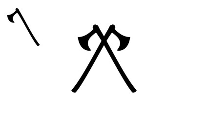 Crossed axes illustration, black vector silhouette