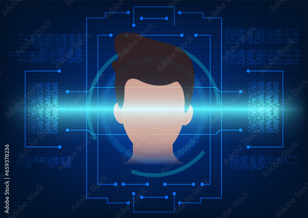 Poster facial scanning technology with technological elements and numerical code media technology security 
