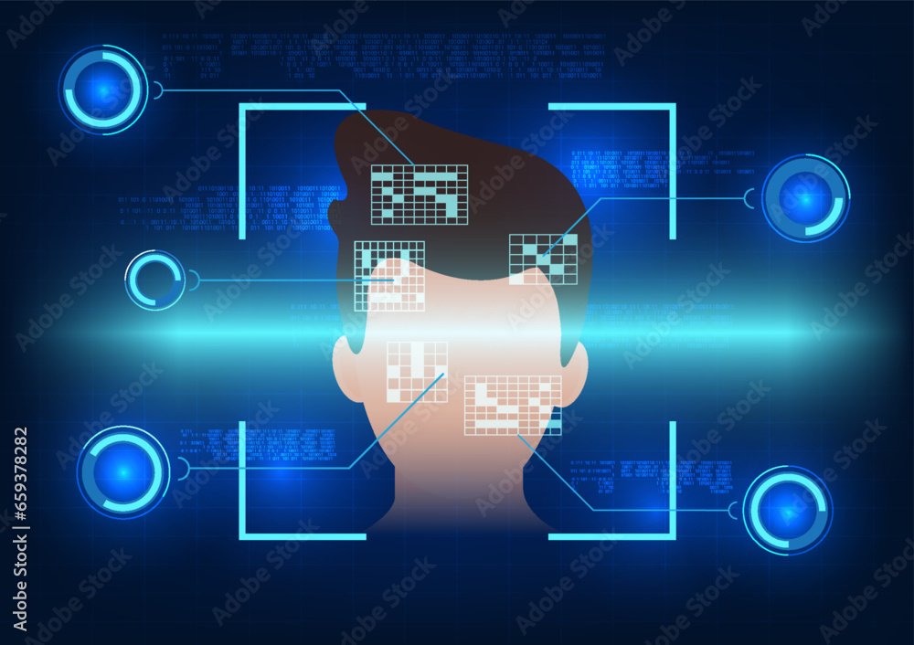 Poster facial scanning technology with technological elements and numerical code media technology security 