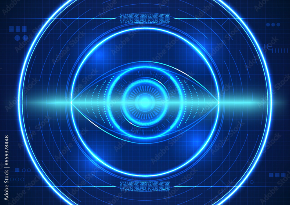 Poster iris scanning technology with technology elements and numerical code media technology security syste
