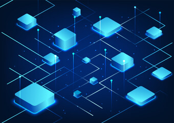 Metaverse Technology The rectangular box shape placed on the technology circuit line represents entering the virtual world, entering the world of technology through the VR glasses system