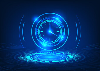 Time technology A technological circle that projects the clock in the form of a holographic image. It refers to technology being developed at a rapid pace to respond to humans.
