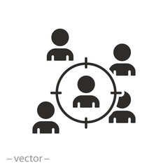 target on person icon, business targeting, flat symbol - editable stroke vector illustration
