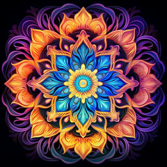 カラフルな光り輝く曼荼羅模様