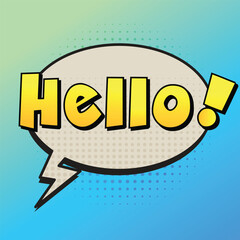 pop art style with expression text Hello