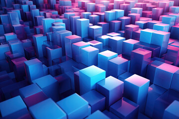 abstract purple cubes background with blue and purple background generative AI