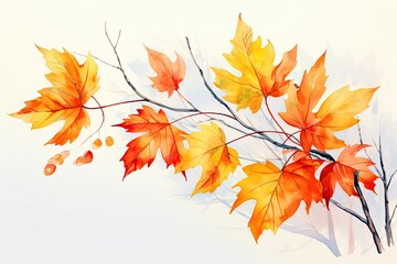 A beautiful watercolor painting of autumn leaves, ideal for capturing the essence of fall. Generative AI