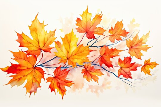 A beautiful watercolor painting of autumn leaves, ideal for capturing the essence of fall. Generative AI